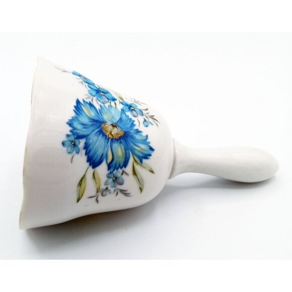 Porcelain Hand Bell Inarco E-4479 Blue Wildflowers Vintage 5 Inch 1970s - Picture 15 of 15